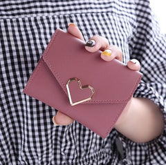 Metal Heart-shaped Short Wallet for Women