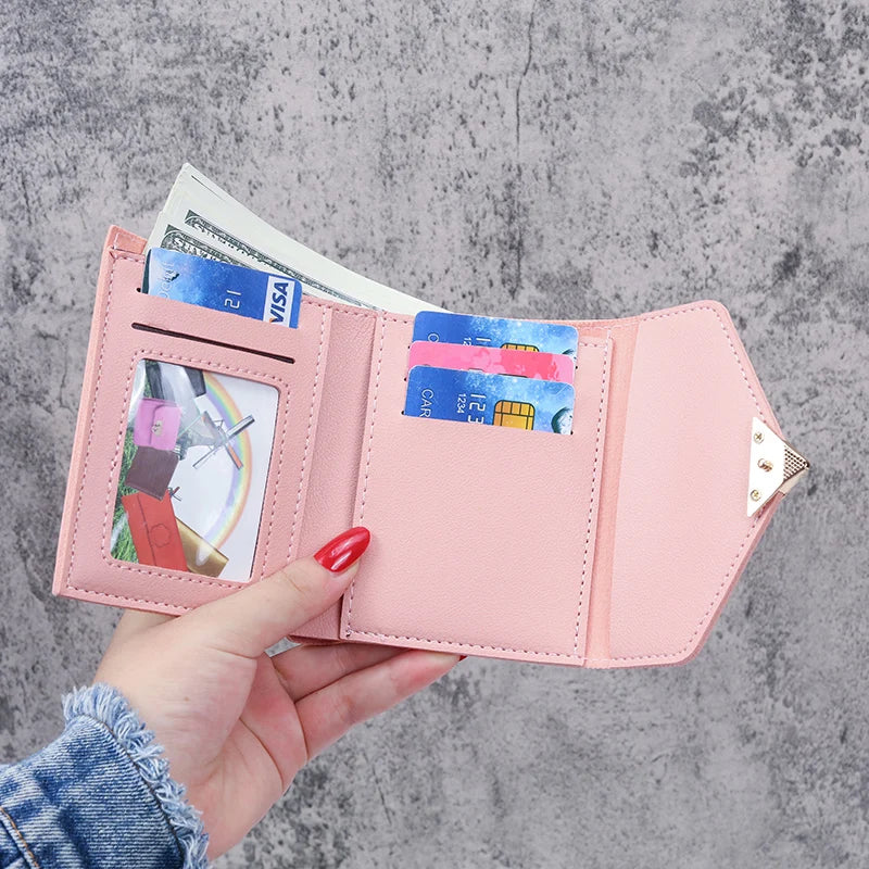 Metal Heart-shaped Short Wallet for Women