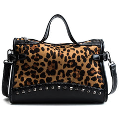 Leopard Leather Handbag Tote Vintage High Shopping Bag Shoulder Bag