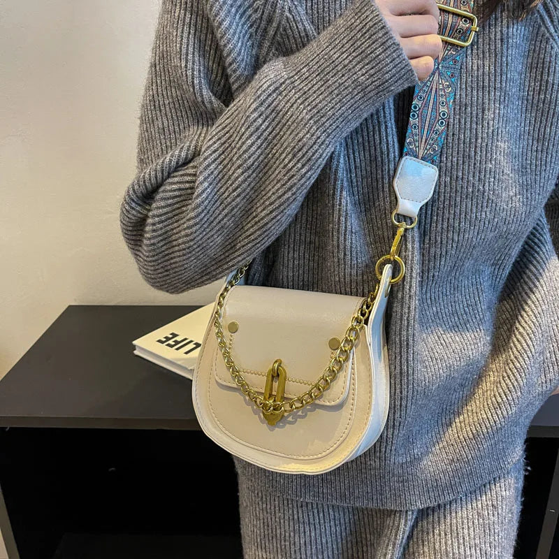 Retro Women Leather Shoulder Bag Chain Crossbody Handbag