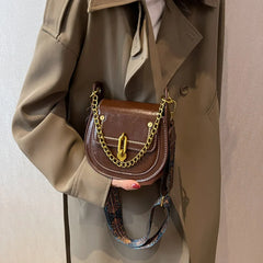 Retro Women Leather Shoulder Bag Chain Crossbody Handbag