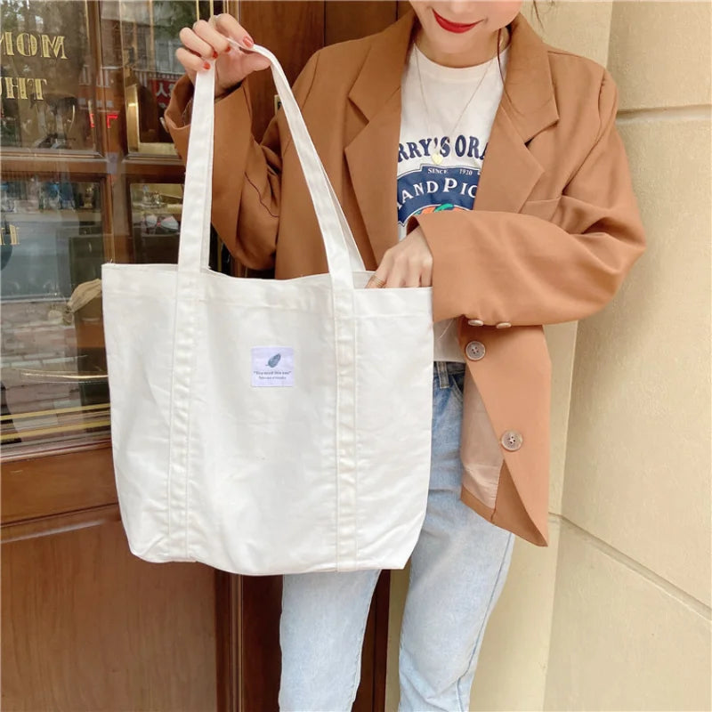 Retro Canvas Shoulder Bag Small Fresh Buckle Tote Handbag