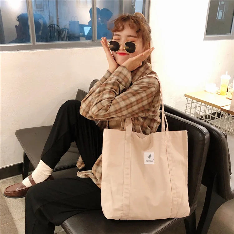 Retro Canvas Shoulder Bag Small Fresh Buckle Tote Handbag