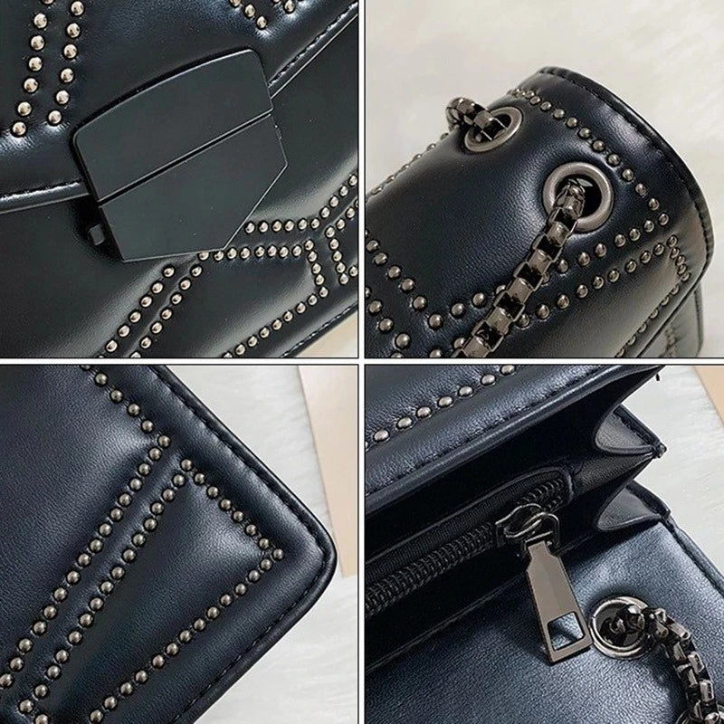 Rivet Chain PU Leather Crossbody Bags For Women