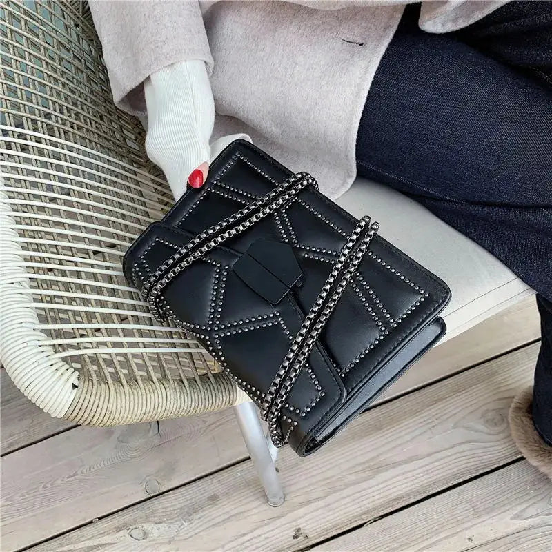 Rivet Chain PU Leather Crossbody Bags For Women