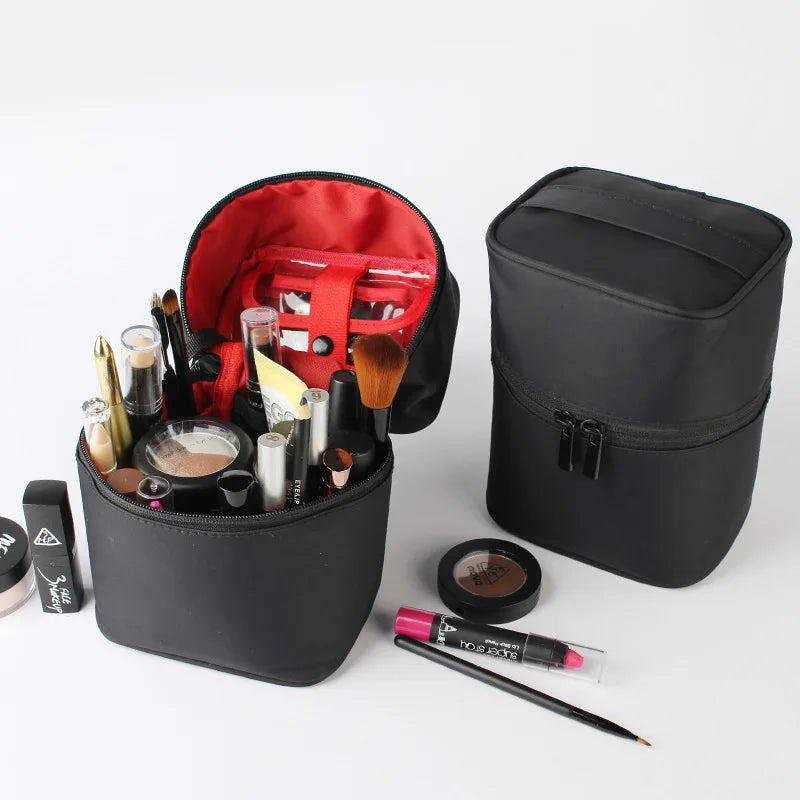 Round Women Cosmetic Bag Makeup Case Beautician Toiletry Kit