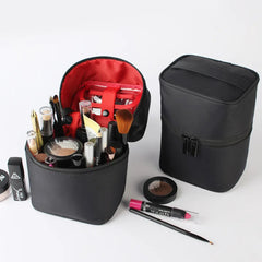 Round Women Cosmetic Bag Makeup Case Beautician Toiletry Kit