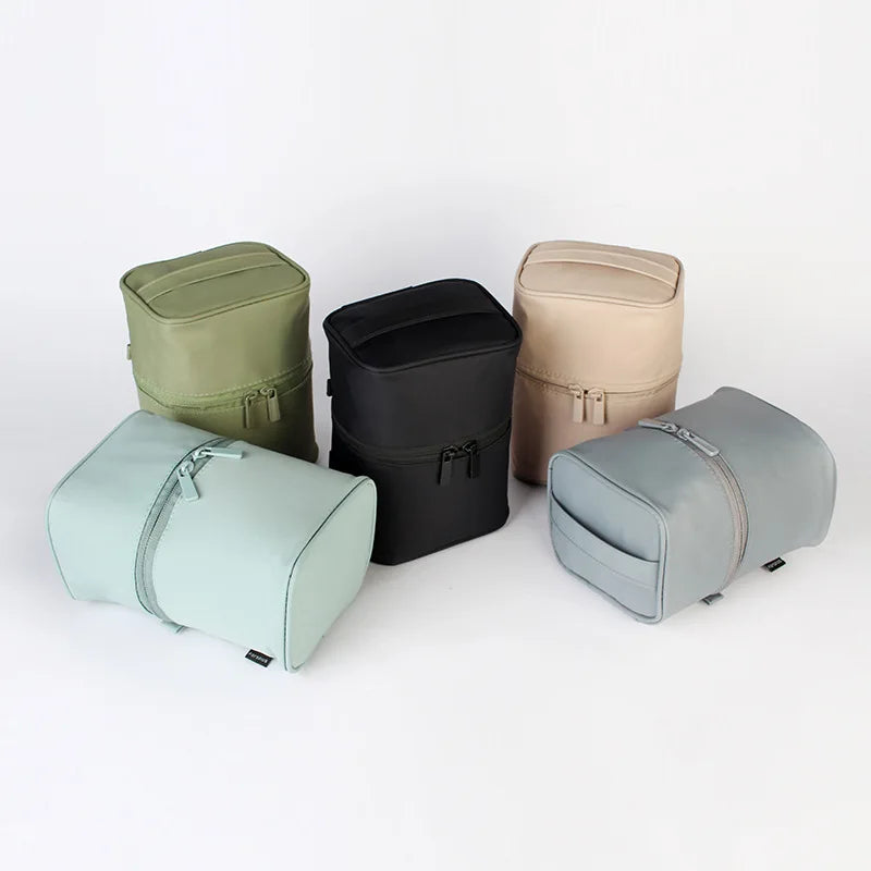 Round Women Cosmetic Bag Makeup Case Beautician Toiletry Kit