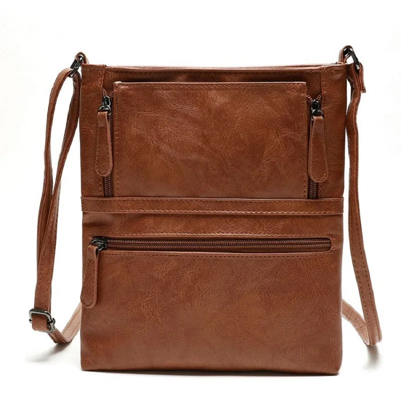 Women's Vintage Messenger Bag PU Leather Handbag Cross Body Casual Shoulder Bags