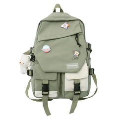 Vintage Schoolbag for High School Students with Pendant