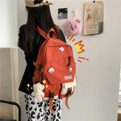 Vintage Schoolbag for High School Students with Pendant