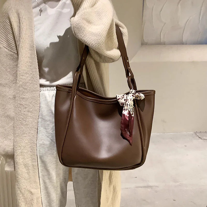 Retro Soft Leather Tote Bag Shoulder Bag for Women
