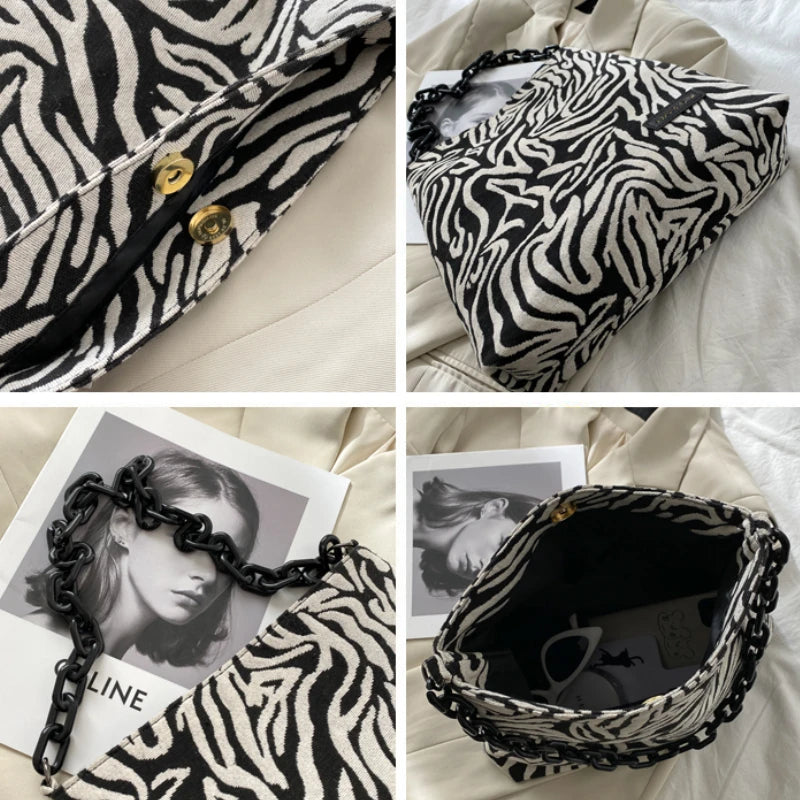 Leopard Shoulder Bag Women Large Capacity Canvas Handbag