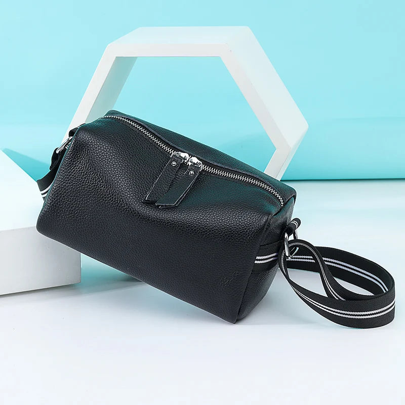 Cowhide Women's Handbag High Leather Small Messenger Bag Solid Shoulder Crossbod