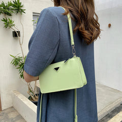 Green Leather Shoulder Bag Retro Casual Totes Shopping Bag