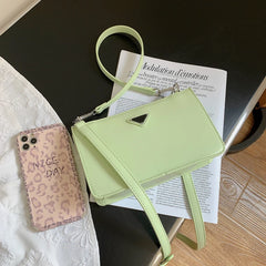 Green Leather Shoulder Bag Retro Casual Totes Shopping Bag