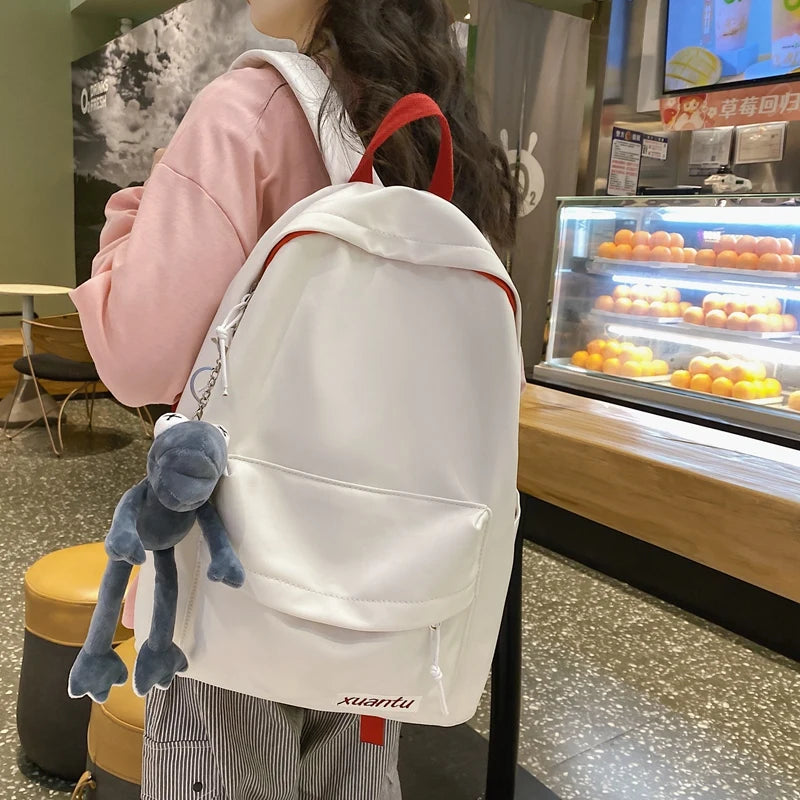 Solid Waterproof Women Backpack for Teenage Girls