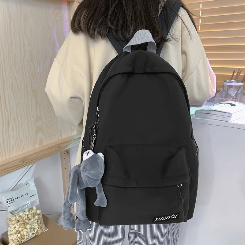 Solid Waterproof Women Backpack for Teenage Girls