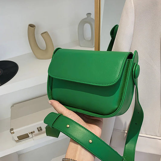 Solid Pu Leather Crossbody Bag for Women