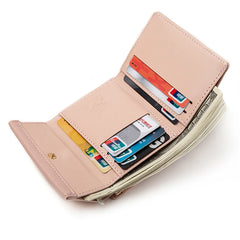 Women's Mini Wallet Retro Flower Short Purse Student Tri-Fold Wallet
