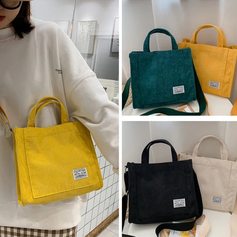 Corduroy Single Shoulder Bag Solid Color Buckle Small Square Bag