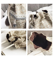 National Style Bucket Bag Tassel Messenger Bag All-match