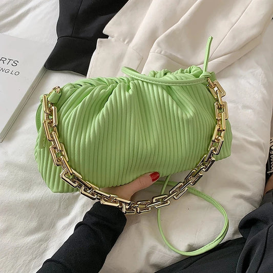 Small Chain PU Leather Underarm Bag for Women Tote