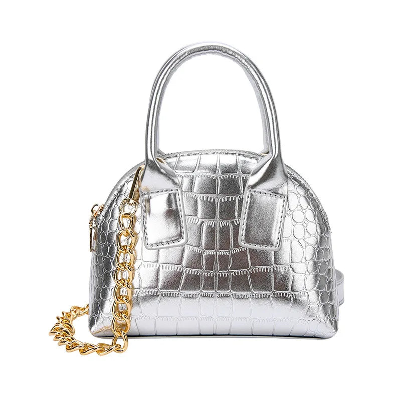 Bright Finish Leather Shell Bag Chain Crossbody Women's Bag