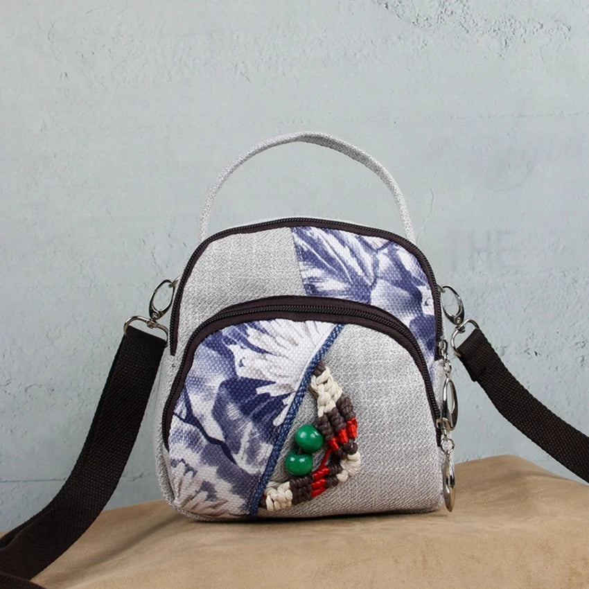 Small Fresh Messenger Bag Three-dimensional Woven Cotton Linen Portable