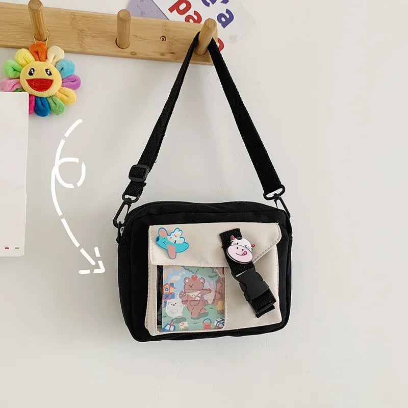 Cartoon Print Shoulder Bag Women Messenger Crossbody Student Phone Handbag
