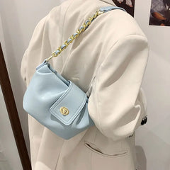 Women's Soft PU Leather Crossbody Bag w/ Chain Strap