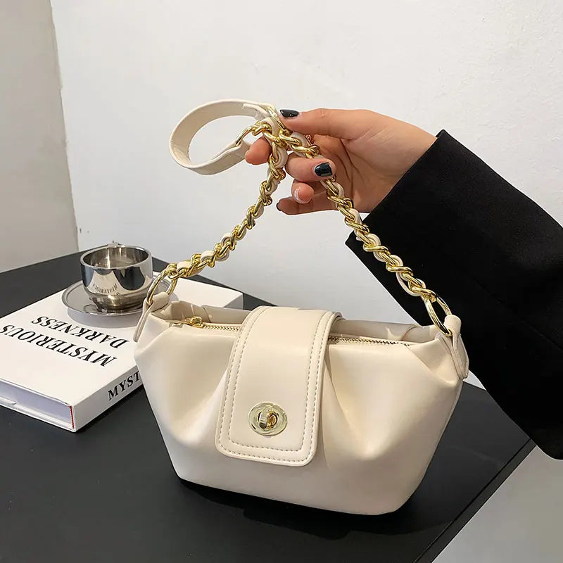 Women's Soft PU Leather Crossbody Bag w/ Chain Strap