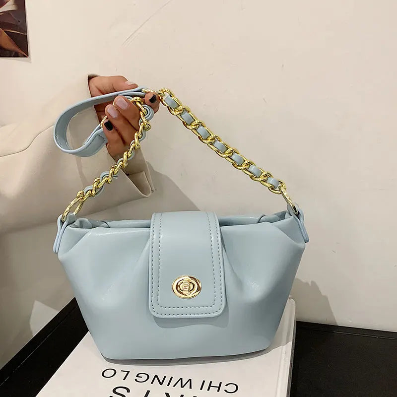 Women's Soft PU Leather Crossbody Bag w/ Chain Strap