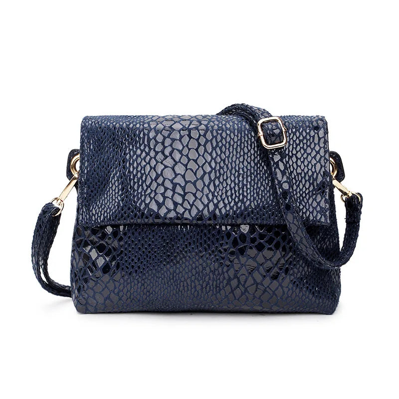 Pink Snake Print Small Square Bag Soft Leather Crossbody Bag