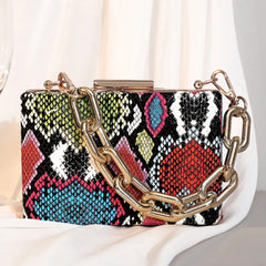Snake Pattern PU Leather Shoulder Bag Retro Women's Bag