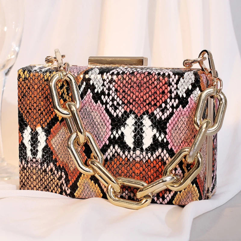 Snake Pattern PU Leather Shoulder Bag Retro Women's Bag