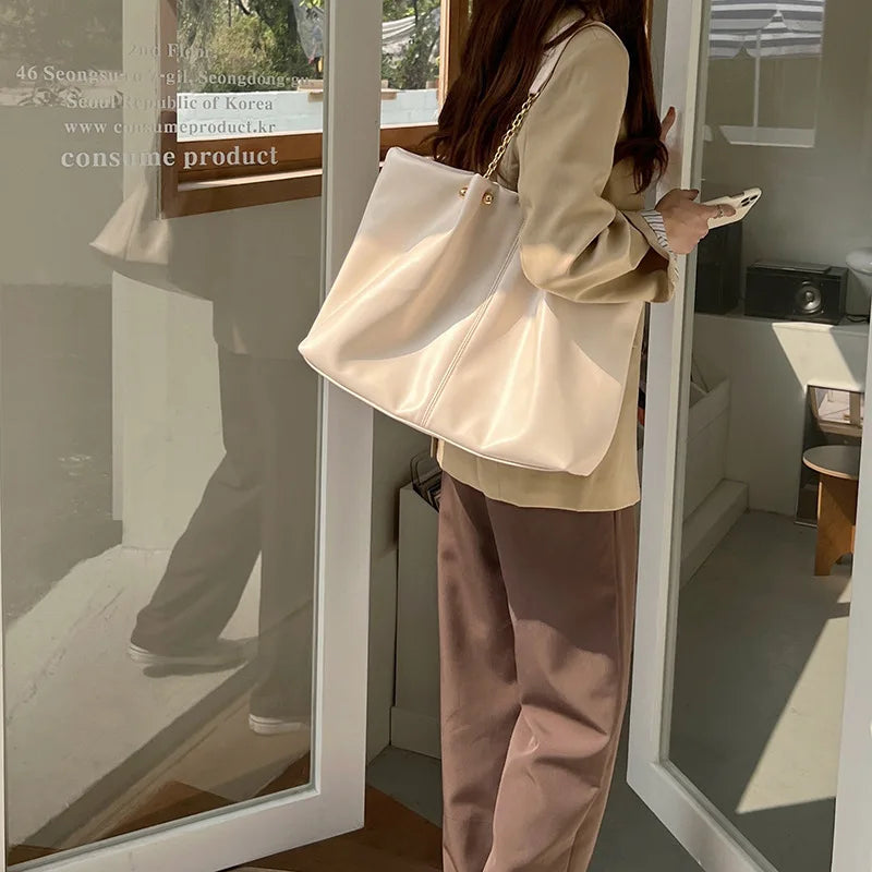 Soft PU Leather Shoulder Bags Women Texture Office Lady Large Capacity