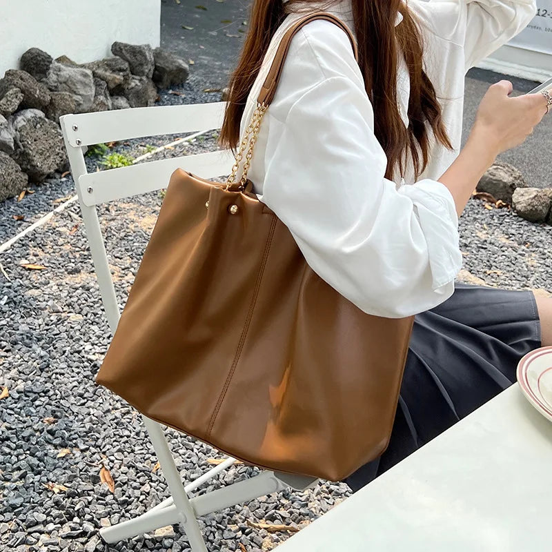 Soft PU Leather Shoulder Bags Women Texture Office Lady Large Capacity