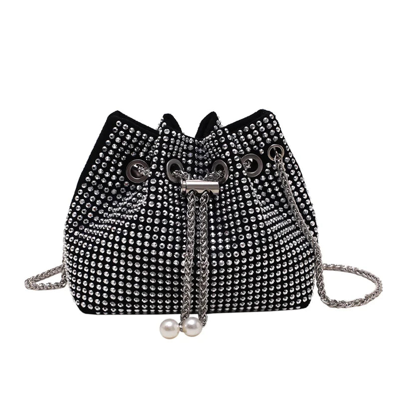 Vintage Crystal Lady Crossbody Bag Chain Sparkling High-quality Female