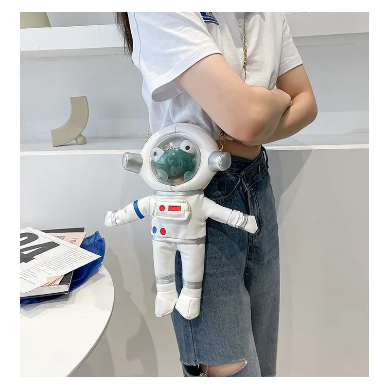 Women's Cartoon One Shoulder Messenger Bag with Solid Chain