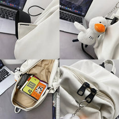 Solid College Student Schoolbag Large Capacity Backpack