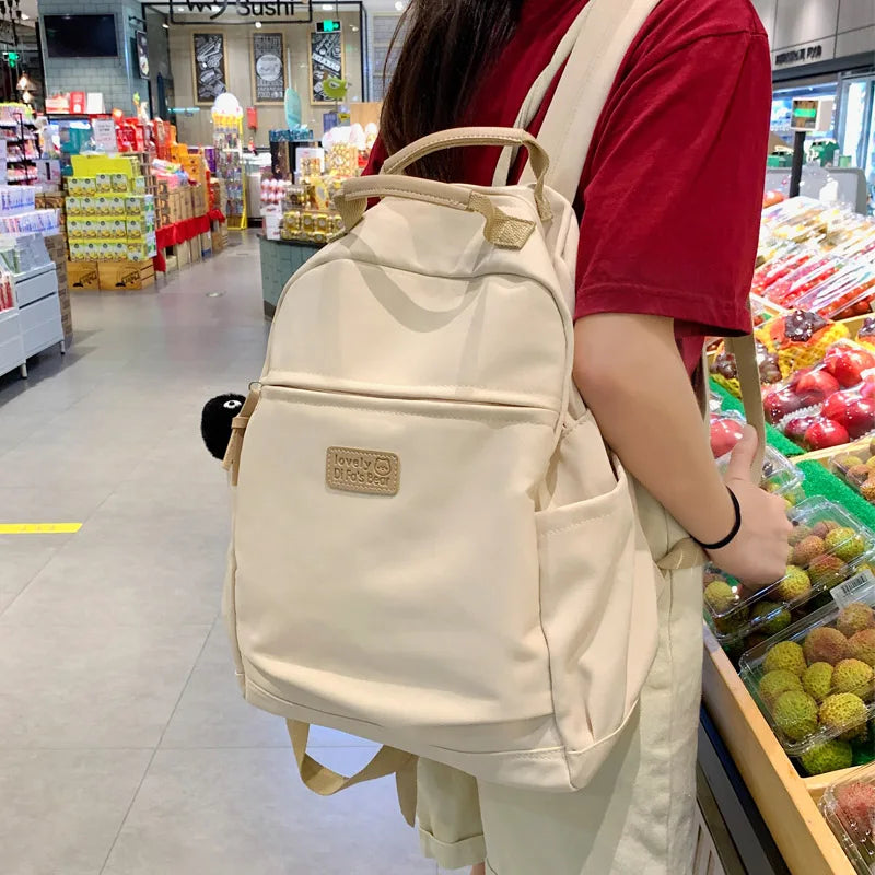 Solid Women Backpack Large Capacity Student Bag School Bag