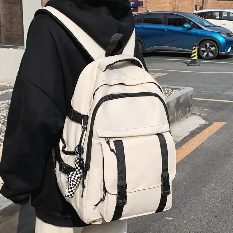 Waterproof Nylon Women Backpack Double Buckle Student Bag