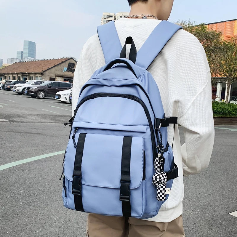 Waterproof Nylon Women Backpack Double Buckle Student Bag