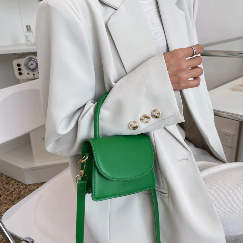 Mini PU Leather Crossbody Bag for Women with Flap Closure