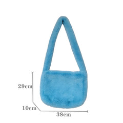 Plush Winter Shoulder Bag Y2K Rose Red Messenger Handbag