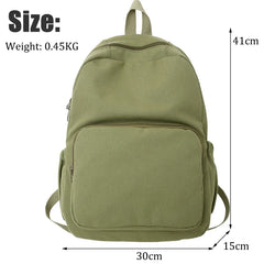 Solid Retro Canvas Women Backpack Travel Rucksack