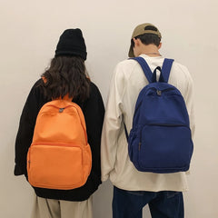 Solid Retro Canvas Women Backpack Travel Rucksack