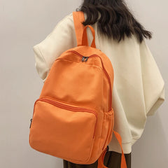 Solid Retro Canvas Women Backpack Travel Rucksack