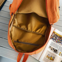 Solid Retro Canvas Women Backpack Travel Rucksack